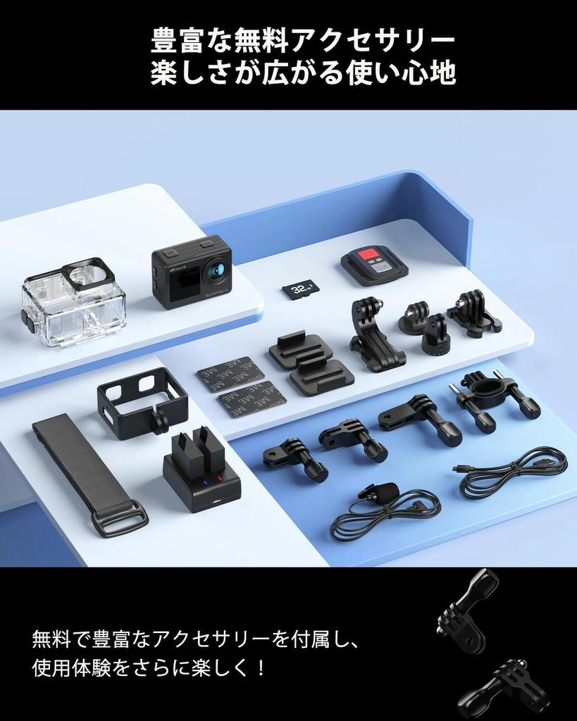 Surfola SF530Max Action Camera with Wired Microphone and 32GB 4K 24MP Dual Color Underwater Remote EIS Image 40m 1080P HDMI Two HDMI Outputs Wireless