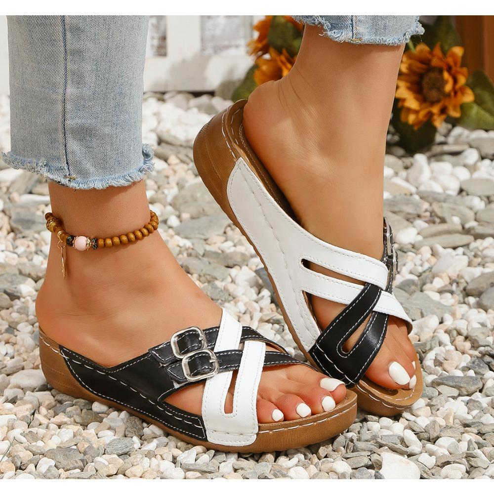 Fashion Woman New Orthopedic Comfy Slippers Premium Round Toe Sandals Hollow Out Hook-and-loop Designer Shoes Slides Platform Slippers