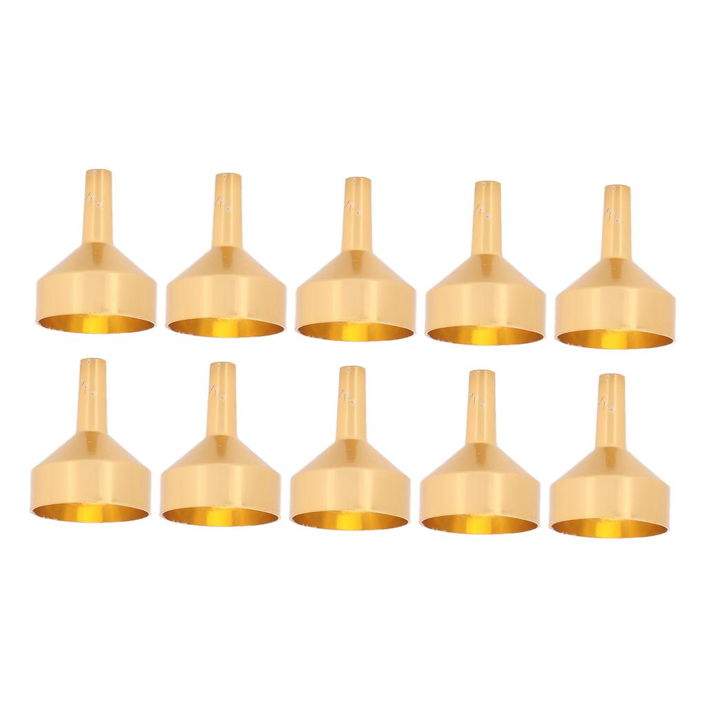 10pcs Metal Small Funnel Mini Aluminum Alloy Funnel for Filling Bottles and Transferring Cosmetics PerfumeGold