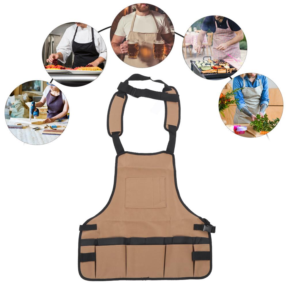 BBQ Apron Waterproof Outdoor Apron Woodworking Gardening Baking Apron with Pockets