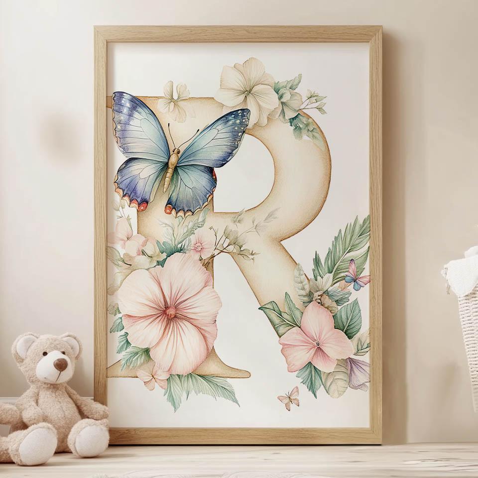 Plakat Kwiatowa Litera R Plakat Kwiatowa Litera R, 30X40 Cm, Bez Ramy, Płótno Premium Na Blejtramie