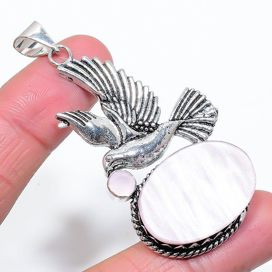 

Mother Of Pearl, Kunzite Gemstone Handmade Ethnic Jewelry Pendant 2.60 VR-4016