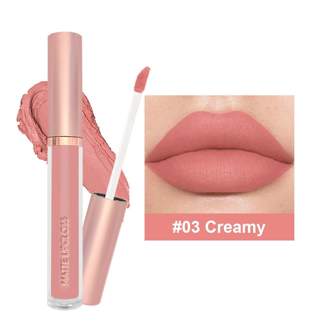 

JYL Single 12 color nude jam matte lip gloss lipstick with non fading and non stick cup lipstick #03-Creamy_2.5ml
