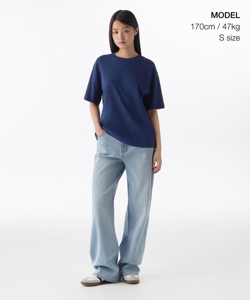 MUSINSA STANDARD WOMAN Women'S Relaxed Fit Crew Neck T-Shirt [Midnight Blue]