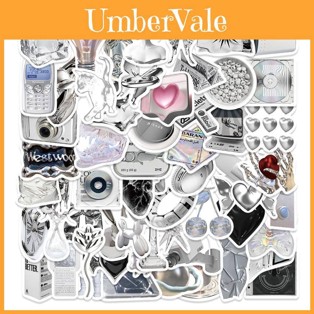 Premium Silver Sulfate Sticker 66 Pieces Of High-quality Pvc Waterproof Decals For Diy Guitar Phone Skateboard And Bicycle Adhesive And Stylish