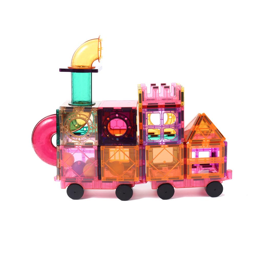 2025 Stained Glass Magnetic Tile Track & Ball Slide Building Set for Kids