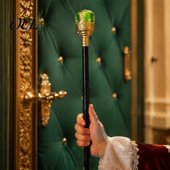 Gold Cane for Role Play Scepter Wand, Royal King/Queen Costume Accessory, Medieval King Crown Staff Princess Cosplay Wands Play, Dress Up Easy