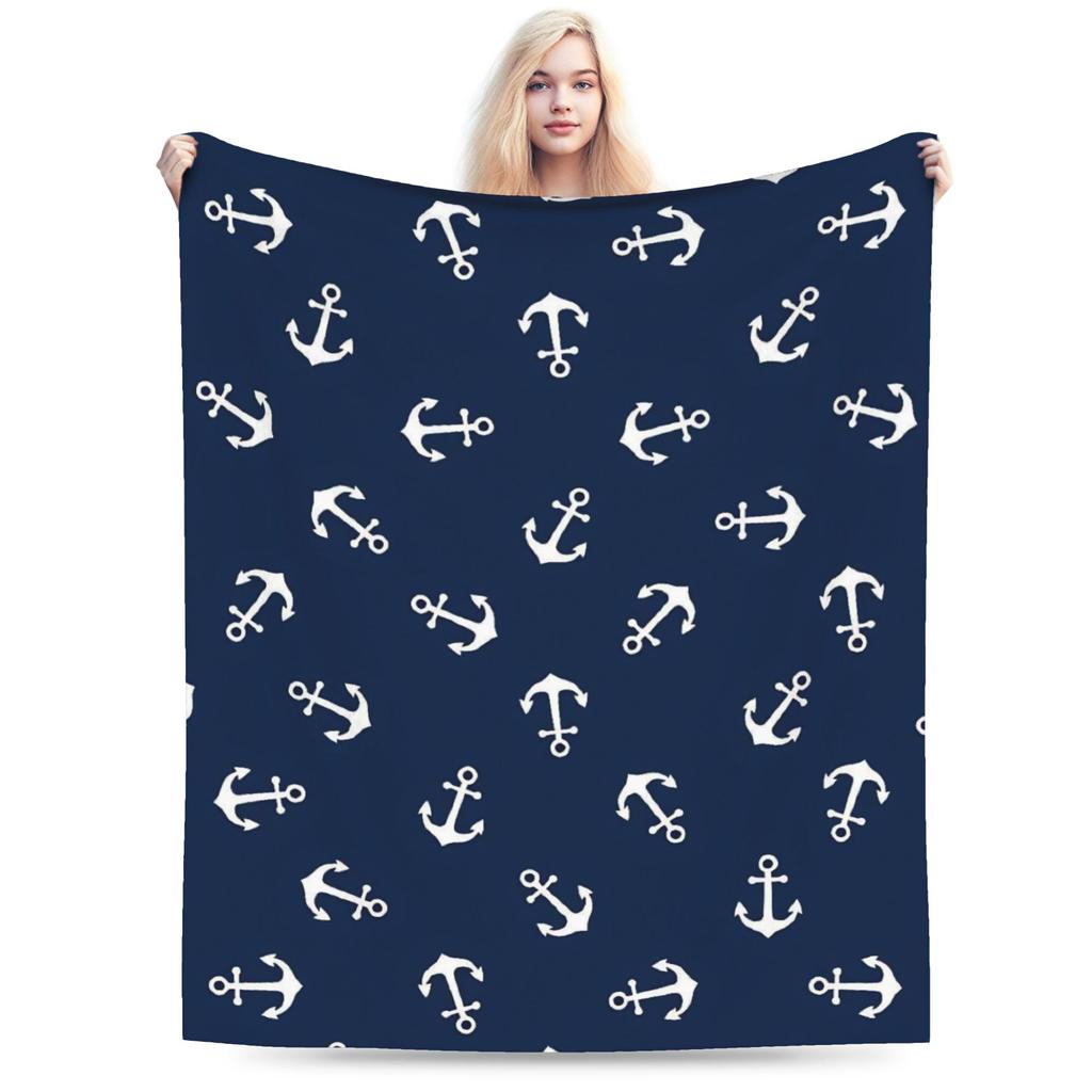 Nautical Anchor Boat Blankets Super Warm Novelty Plush Throw Blanket For Girls Boys Couch Bed Flannel Bedspread Bed Cover