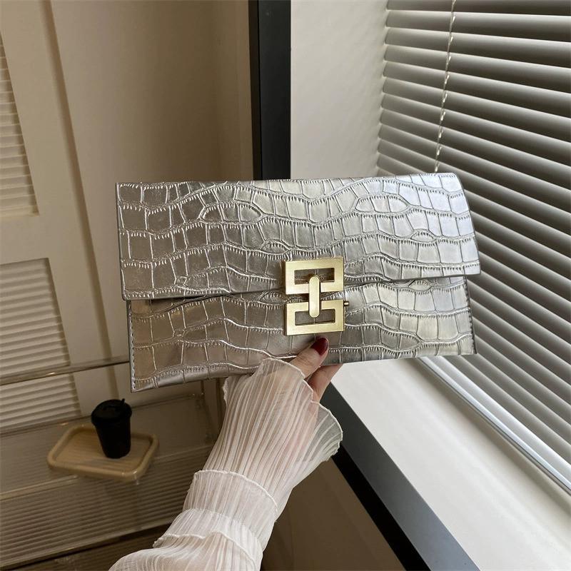 Handheld Bag Envelope Simple And Versatile Bag Dinner Crocodile Pattern Women'S Bag Wedding