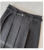 Elegant High-Waisted Gray Wool Pleated Skirt – Versatile Autumn/Winter Fashion for Women
