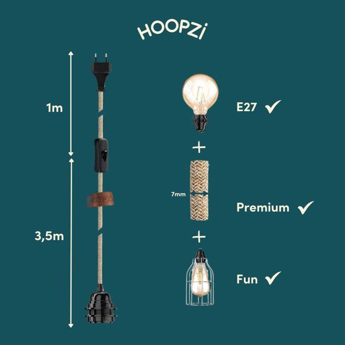 Luminaire - hoopzï - bala - cordon en lin brut - 4,5 mètres - e27