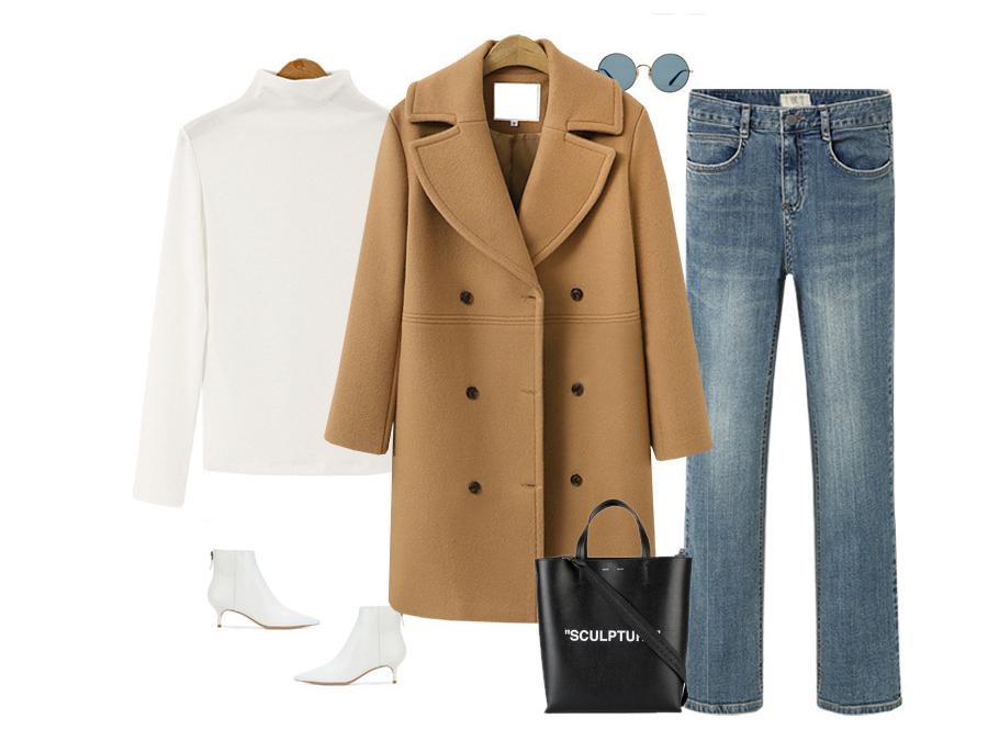 European & American Plus Size Women's Double-Breasted Wool Trench Coat - Autumn/Winter Mid-Length