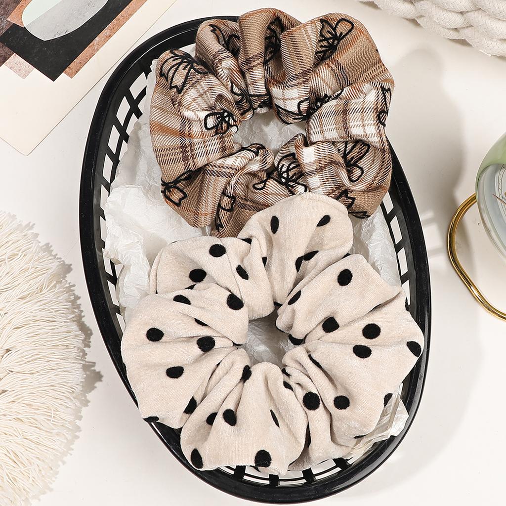 Plaid Polka Dot Solid Colorful Scrunchies for Women Girls, No Damage Elastic Hair Ties for Thin Thick Hair