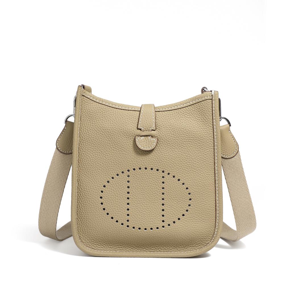 Bolsa de Couro de Sela de Primeira Camada de Couro para Mulheres com Bolsa Pequena Transversal