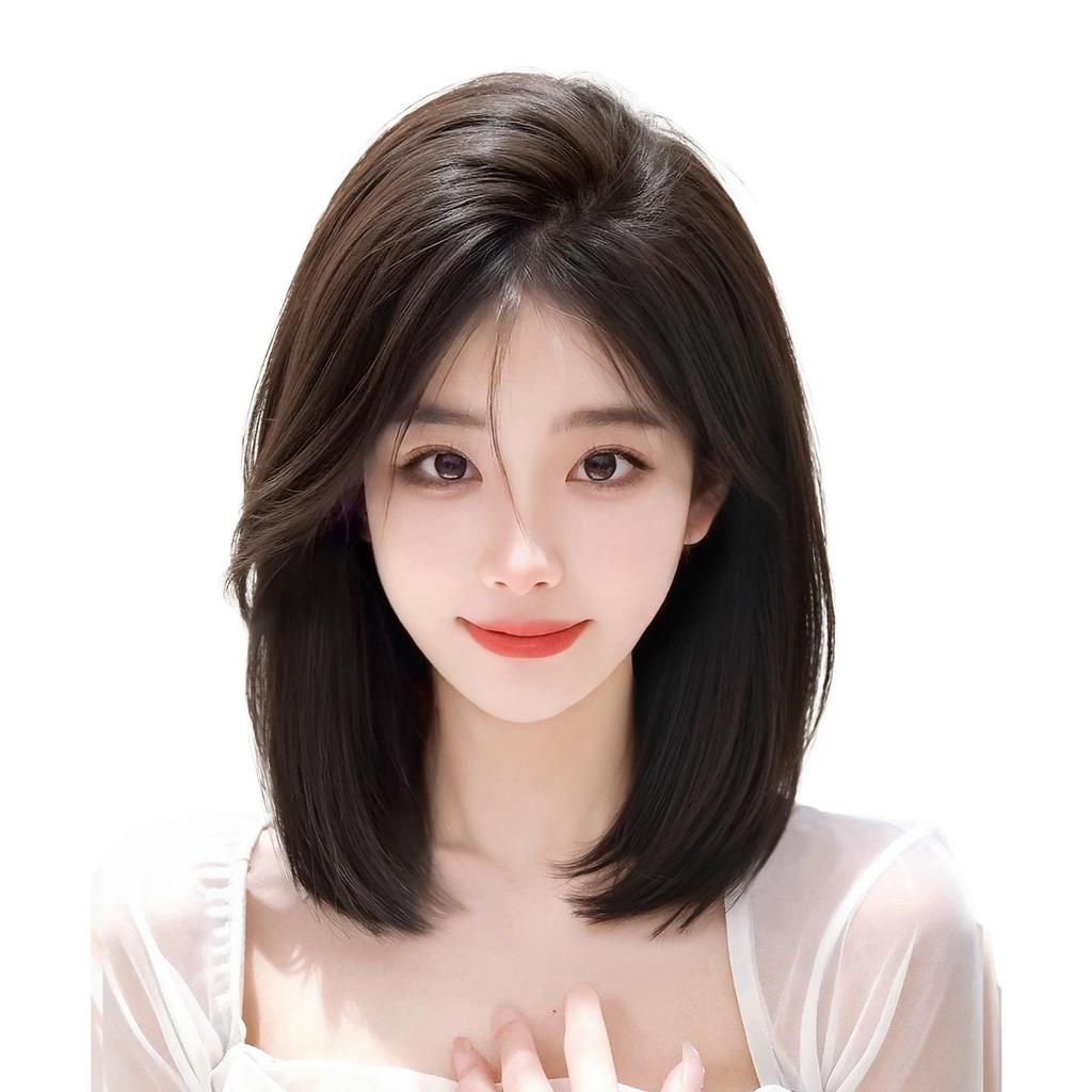 Fluffy Real Hair Bangs Wig for Women: Covers Gray Hair, Lightweight with Seamless Sideburns for Added Volume