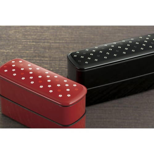Miyamoto Sangyo Clean Coat Slim Lunch Bento Box, Saaya Pattern, Black, Large (Top Box) 330ml (Bottom Box) 330ml