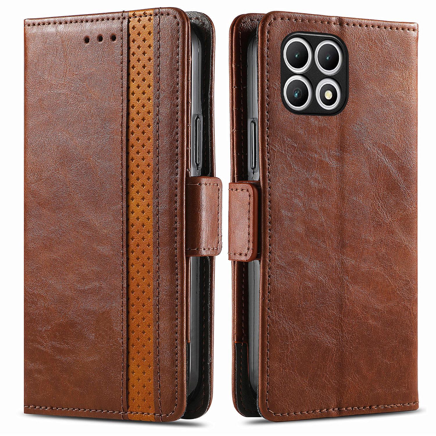 

Для T-Mobile REVVL 7 Чехлы для телефонов CASENEO Обложка из ПУ кожи Подставка с RFID-блокирующим кошельком Dark Brown