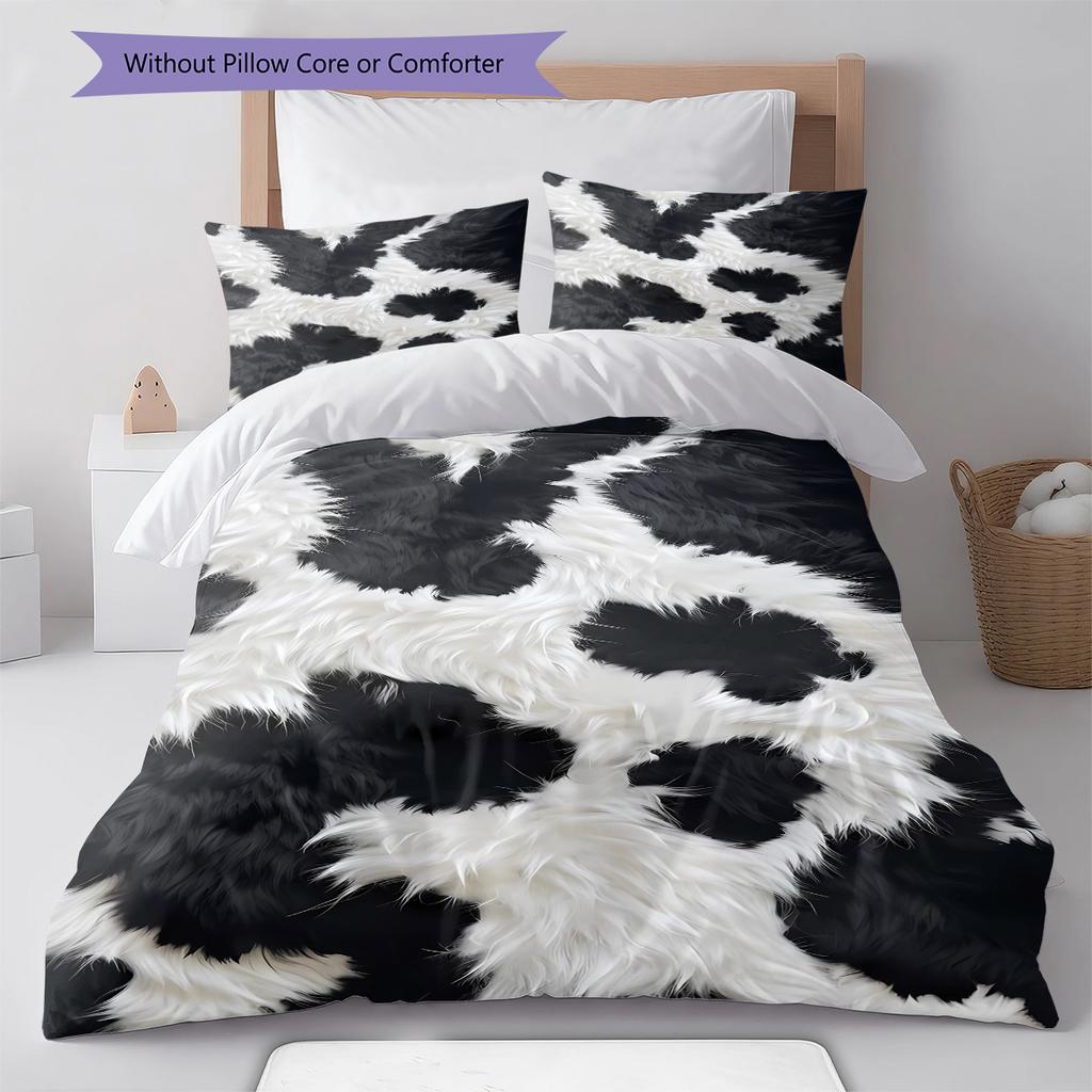 Rustic Cowhide Style Pattern Bedding Quilt Set Quilt Cover Pillowcase Home Decoration Gift (1 * duvet cover + 2 * pillowcase, without core)
