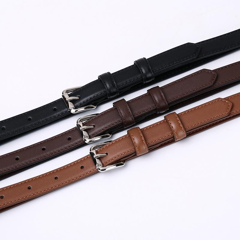 1.8Cm Small Fresh Leather Belt For Women, Korean Version Of Trendy Versatile Pure Cowhide Belt, College Style Thin Belt For Women