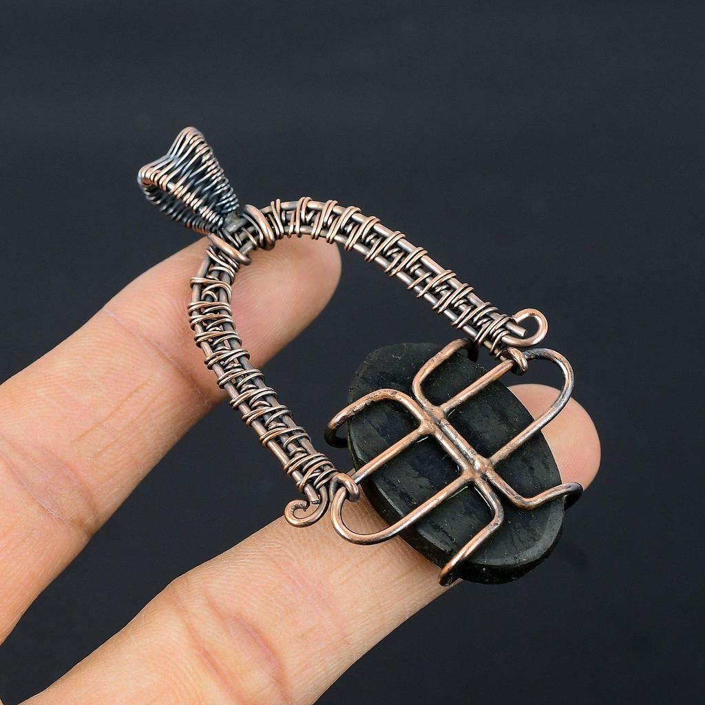 Black Tourmaline Pendant Gemstone Jewelry, 999 Copper Wire Wrapped Pendant, Handmade Amazing Pendant Jewelry
