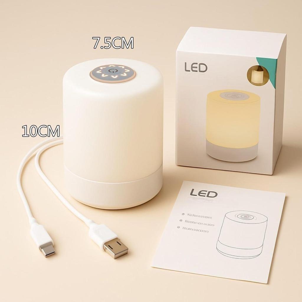 Touch Control LED Touch Nachttischlampe, Farbwechsel Dimmbares Licht für Kinder, 3 Farben LED-Lampe mit warmweißen Lichtern