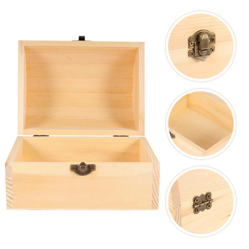 2pcs Wood Treasure Box Soild Wood jewelryBox Vintage Wooden Jewelry Storage Box Chest Box With Buckle