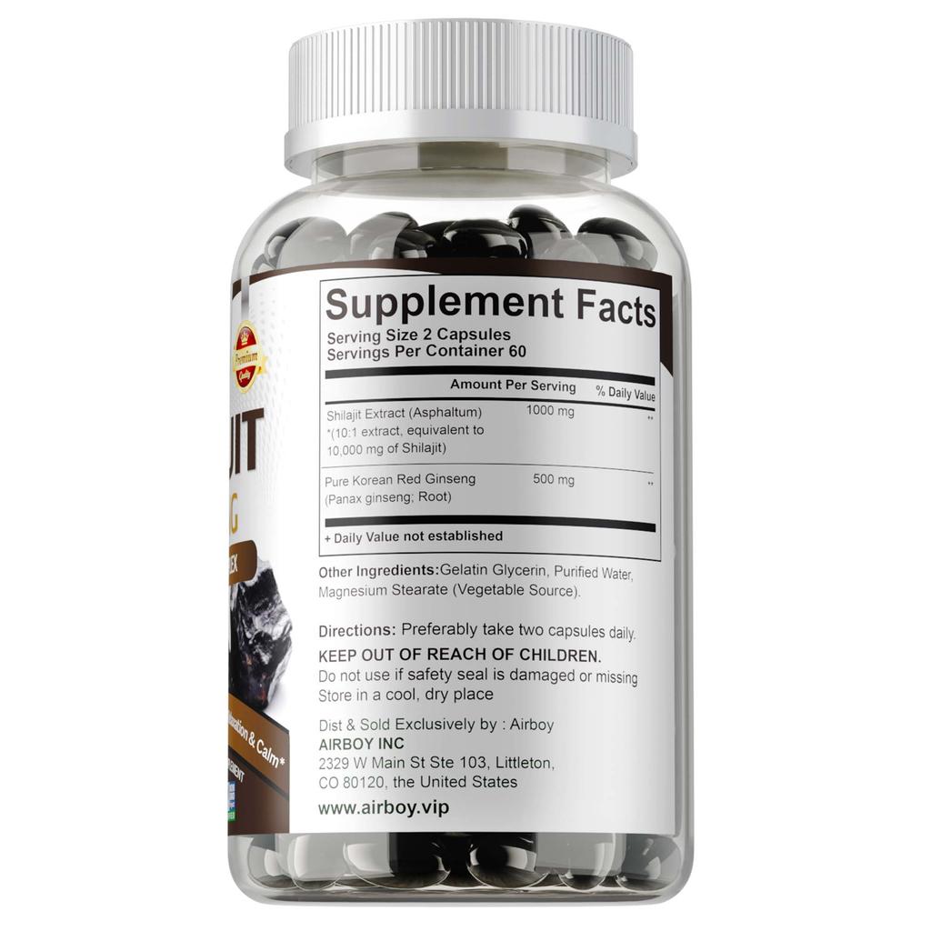 Airboy Shilajit & Ginseng Komplex Kapseln - Energie - ImmunGesundheit