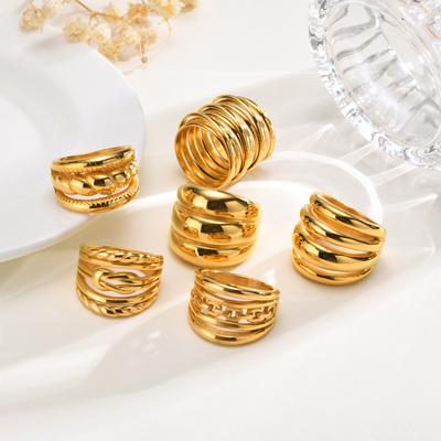 Chunky Statement Rings for Women, Stainless Steel Bold Stacking Croissant Ring Not Fade
