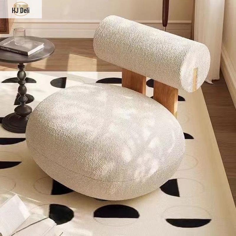 Cream Lamb Wool Hippo Chair: Modern Single Sofa for Bedroom & Living Room