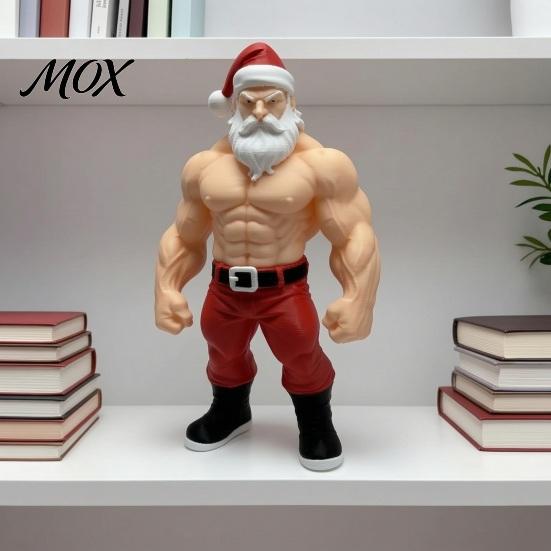 Collectible Trendy Character Statues 3D Printed Fitness Santa Claus Figurine, Muscular Statue, Workout Enthusiast Gift Ideas Creative Sports