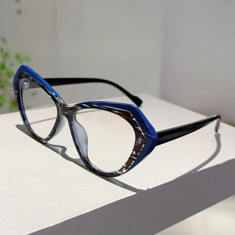 Fashion Cat Eye Glasses Women New Fashion Multi-color Rim Eyeglasses Trendy Chic Design Blue Light Blocking Eyewear