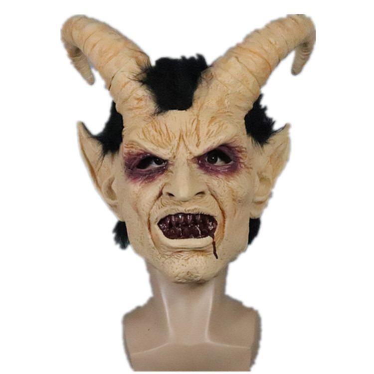Halloweenská celoobličejová maska Lucifera pro dospělé Latexová maska Lucifera s rohy Cospal Rekvizity