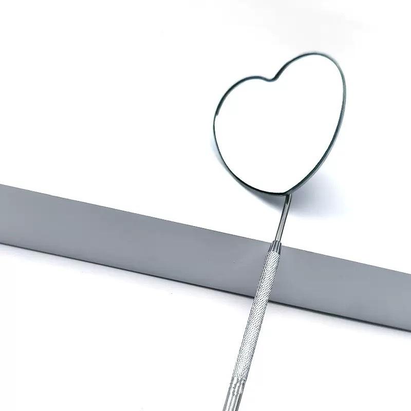 Makeup Mirror Custom Heart Handheld Mirror Bling Diamond Rhinestone Personalized Silver Pocket Hand Mirror