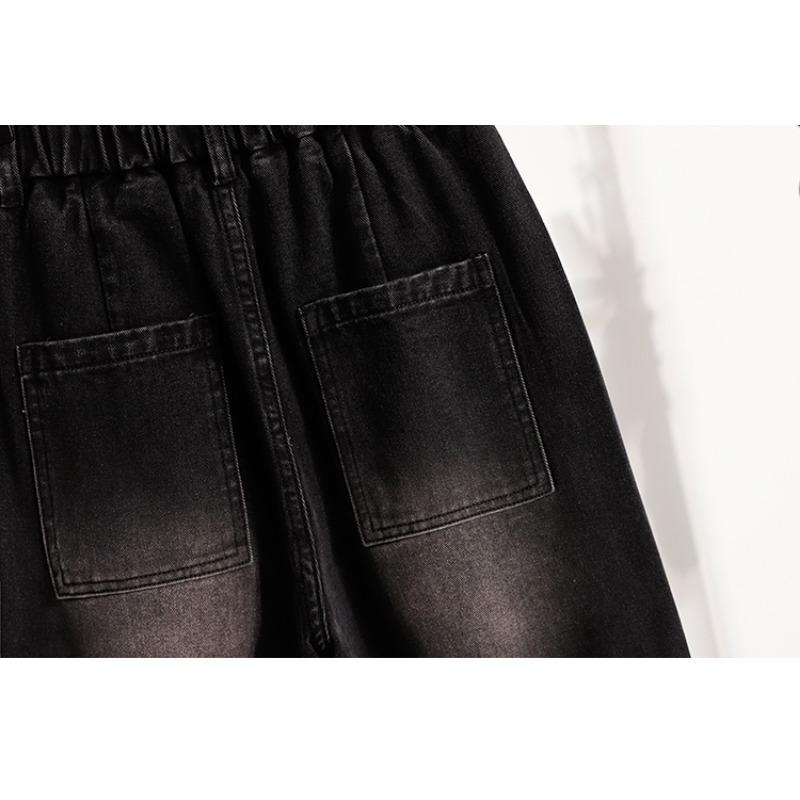Dimanaf 2025 Podzimní dámské džíny plus size Kalhoty se širokými nohavicemi Denim Dámské Elastické Základní S vysokým pasem Nadměrná velikost Módní Nové kalhoty 5XL
