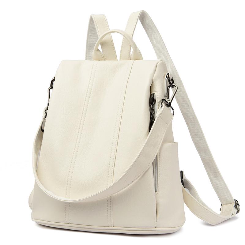Vintage Women's Genuine Leather Anti-Theft Backpack: High-End, Simple, Versatile, Large Capacity Korean Fashion Accessory.