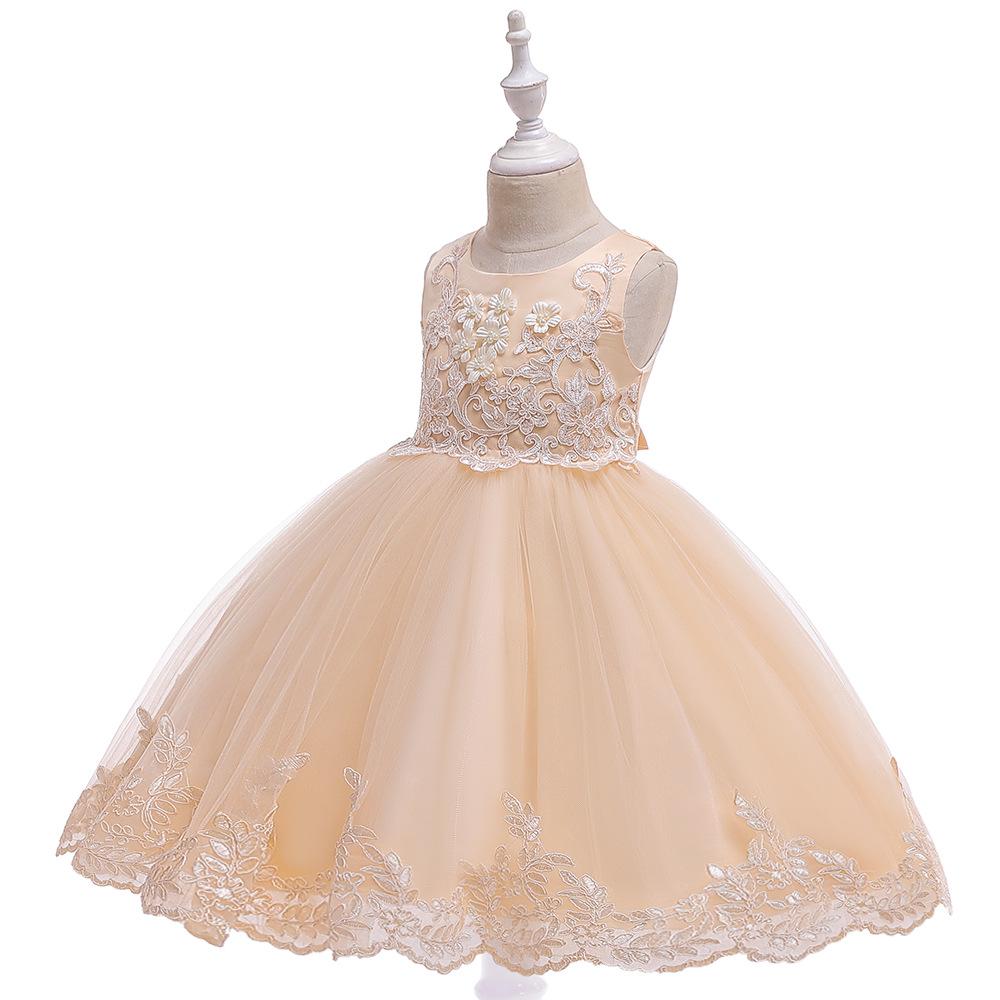 

Новое кружевное вечернее платье принцессы для девочек - Однотонная сетчатая юбка 120cm шампанского