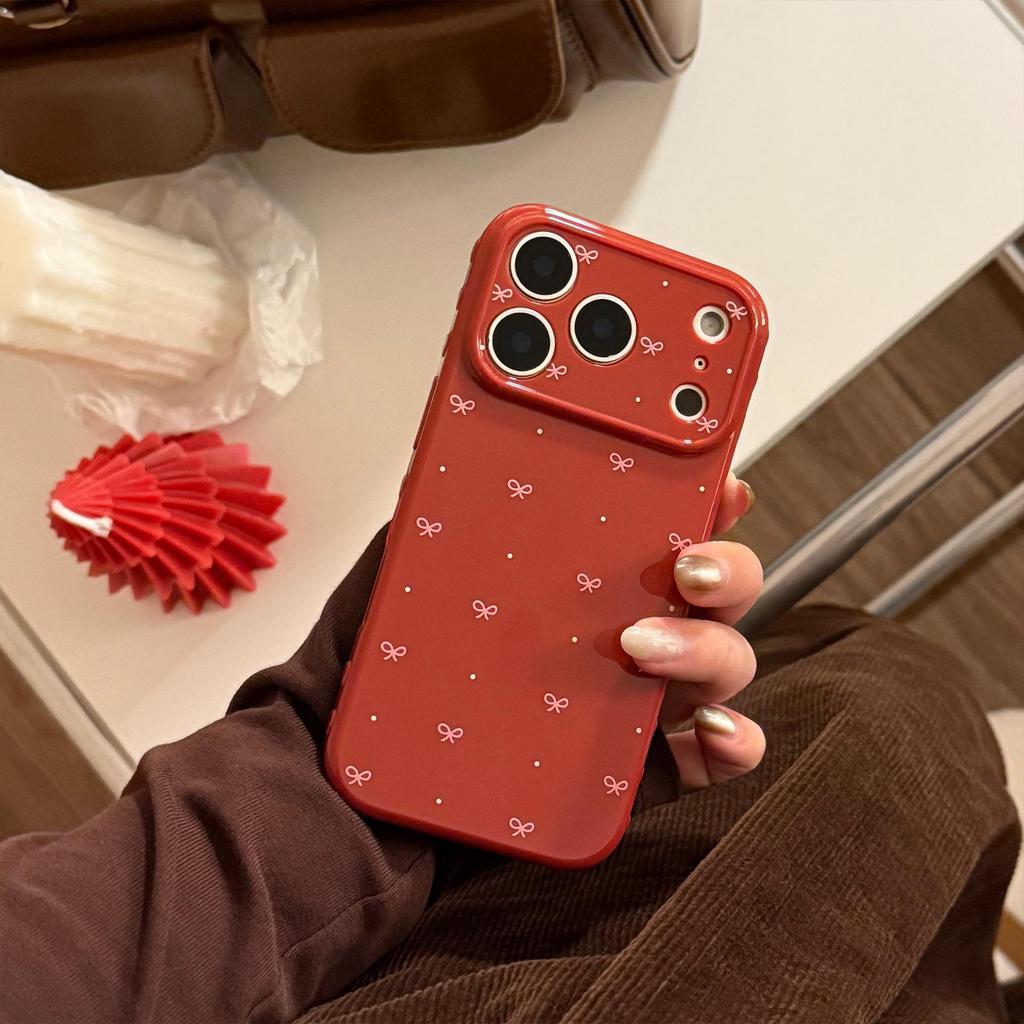 Retro Burgundy Bow Phone Case for iPhone 16, iPhone 17, iPhone 17 Pro Max