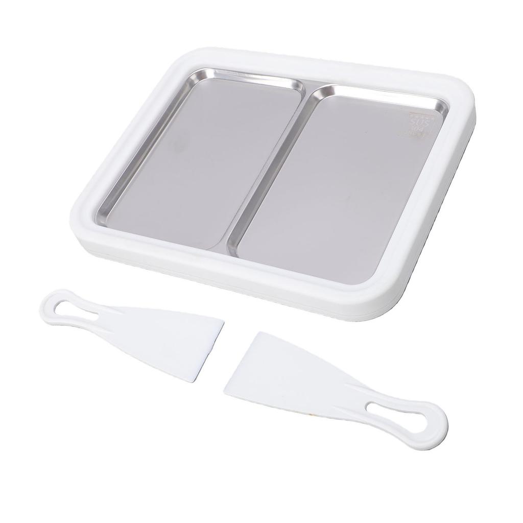 Rolled Ice Cream Maker 304 Stainless Steel Ice Cream Roll Tray with Dual Pan for Homemade DIY