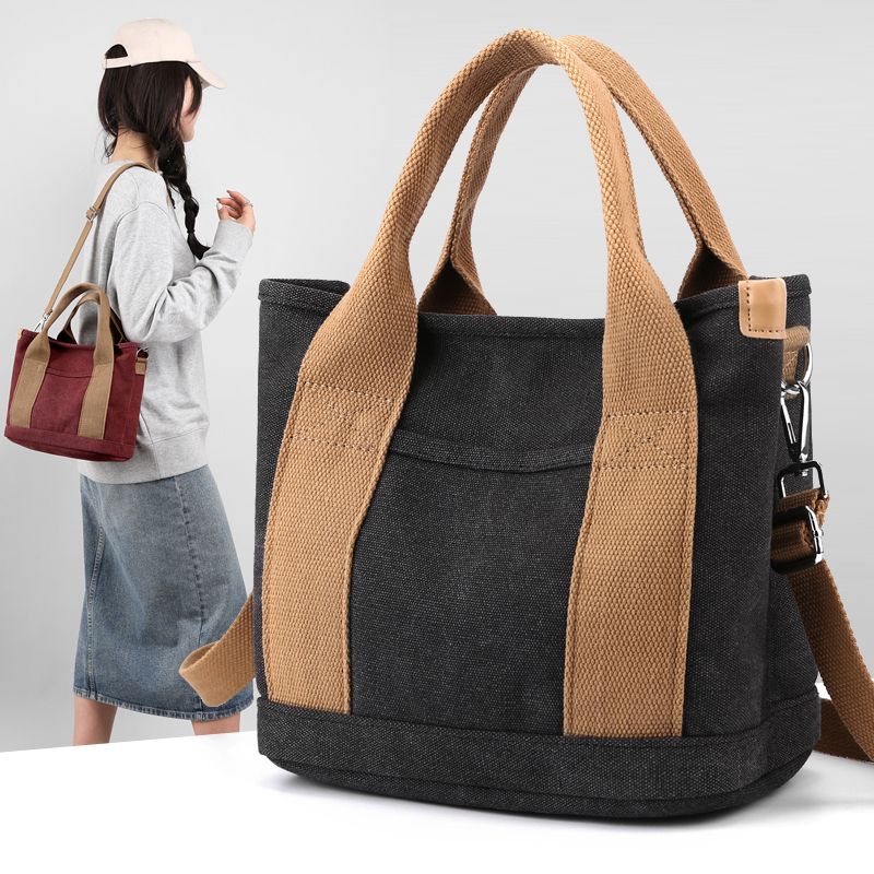 New Japanese Korean Style Canvas Multi Pocket Crossbody Shoulder Bag For Women Casual Small Daily Travel Mom Top Handle Bag