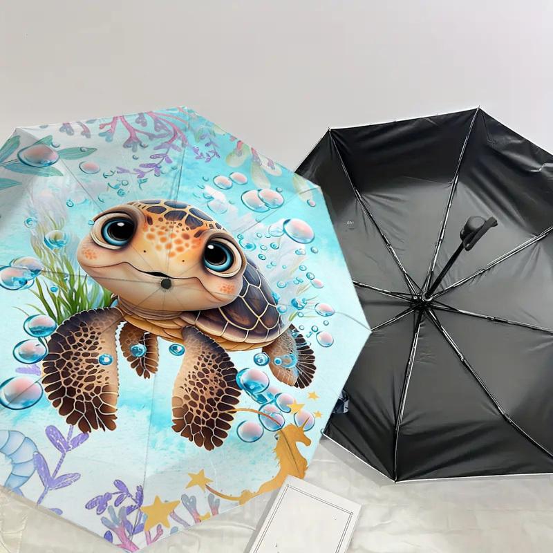 1PC Turtle Ocean Umbrella-8-Rib Reinforced Portable Folding Travel Suitable for All Seasons Outdoor Daily Use  -J0350
