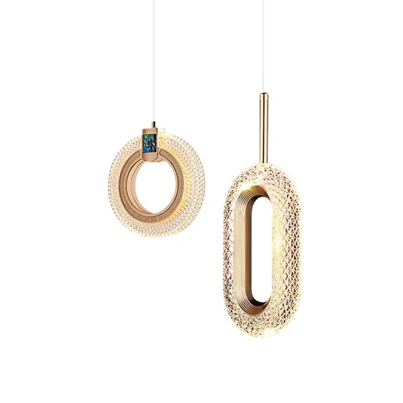Nordic modern LED pendant light gold Acrylic chandelier Creativity hanging lamp indoor home loft bedroom bedside study stairs