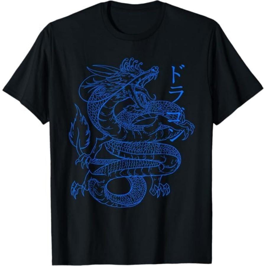 Japanese Dragon - Japanese Kanji Calligraphy Cool Dragon T-Shirt BAOANH Mens Womens Tank Top Sweatshirt Hoodie Longsleeve 1606 Black S
