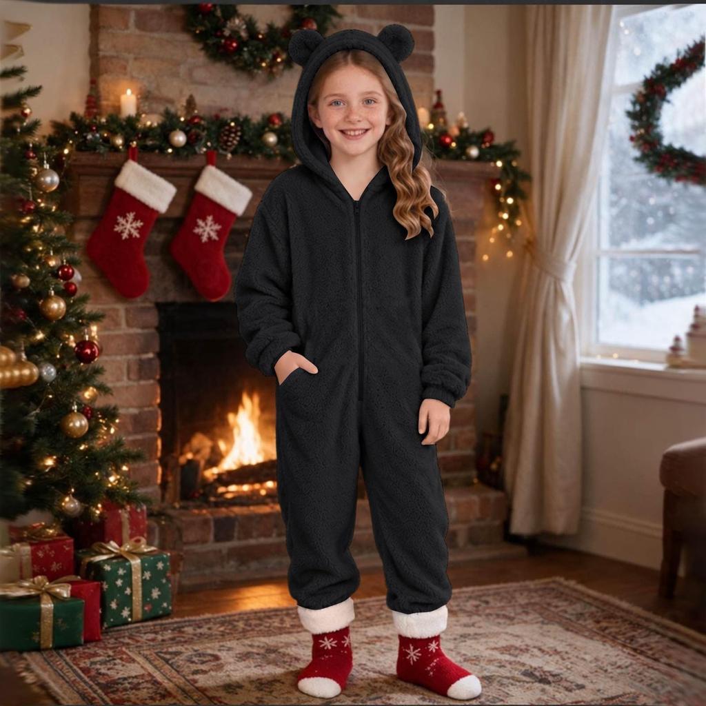 Warme zweiseitige Einteiler-Pyjamas für Kinder, Nachtwäsche, Loungewear für Jungen und Mädchen