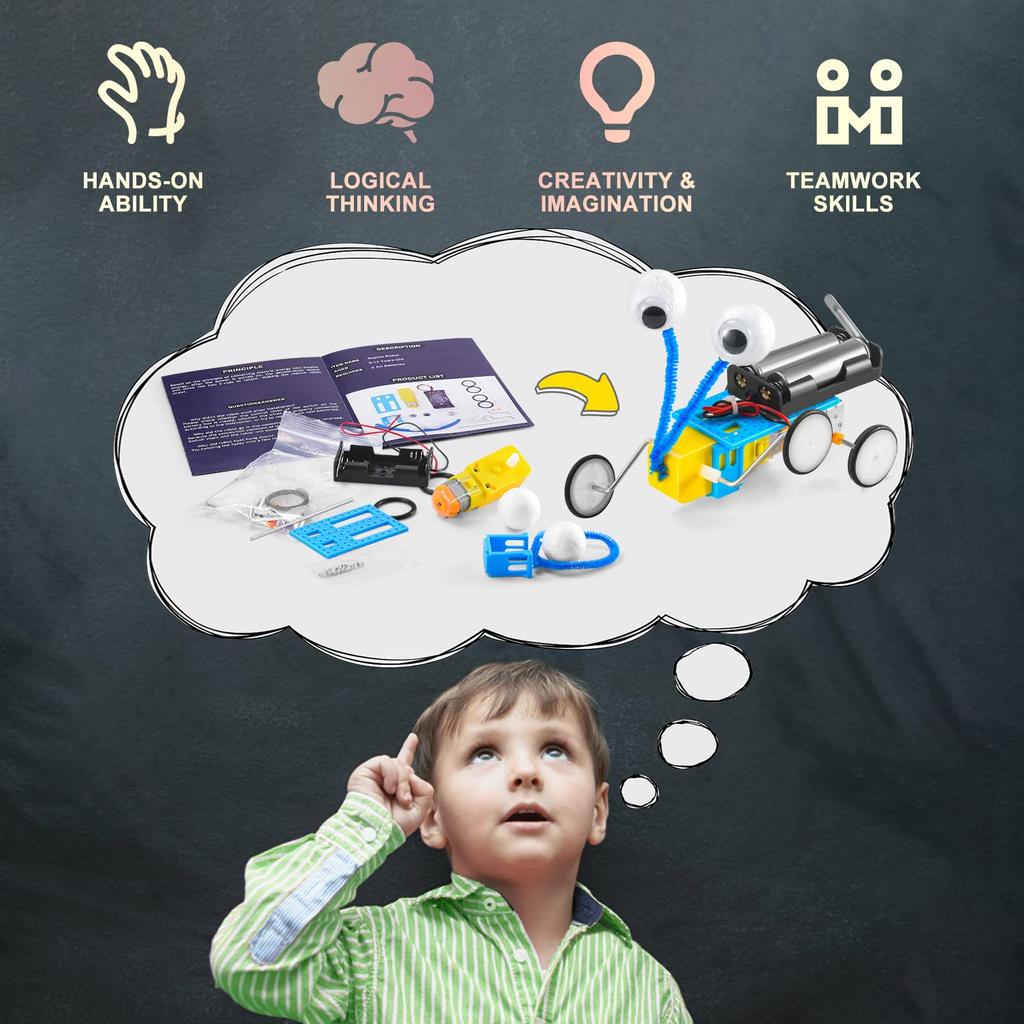 STEM Kit Robotics Electric Motor Science Project Experiment Kids DIY Engineering Building Kit Boys Years Old Girls Electronic Robot Toys 7 8 9 10 11