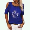 Women Short Sleeve Off Shoulder T-shirt Ladies Fashion Print Top Summer&fall Casual Round Neck Tee Shirt