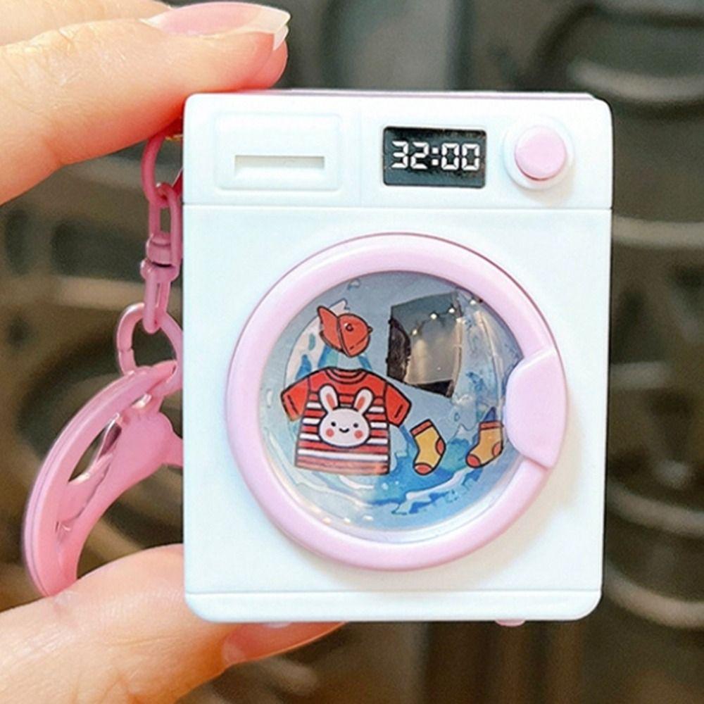 Sound Washing Machine Keychain Funny LED Light Up Keyring Cute Cartoon Bag Pendant Schoolbag