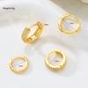4pcs Chunky Gold Color Zircon Earrings Set for Women Fashion Minimalist Lightweight Copper Metal C Shape Hoops Earring Jewelry