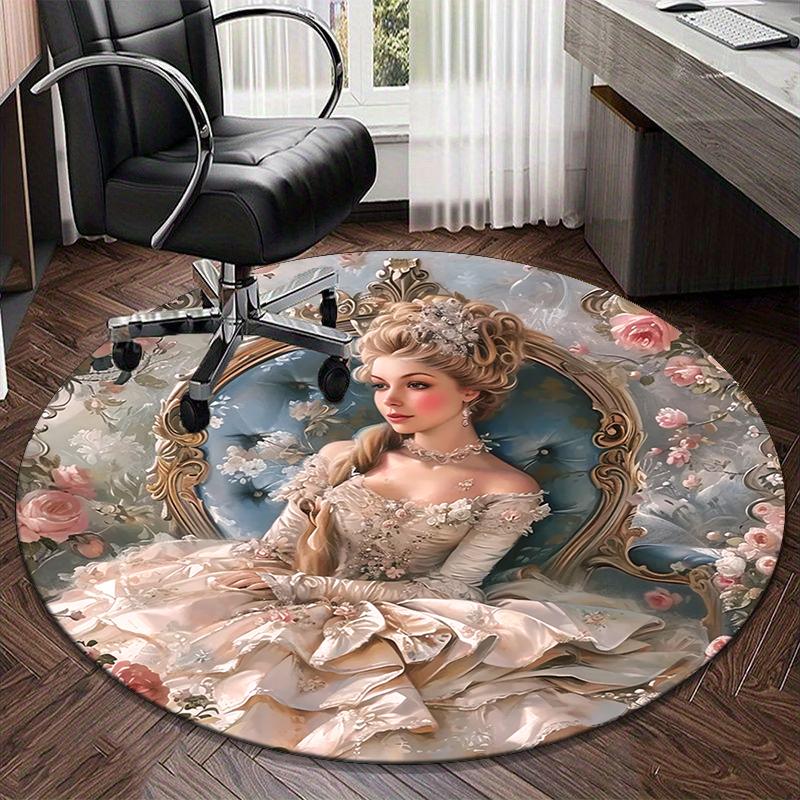 Floral Fantasy: Child's Garden Round Carpet Chair Cushion Round Entryway Rug, Soft Round Rugs for Living Room, Bedroom, Circle Carpet Decor Gifts