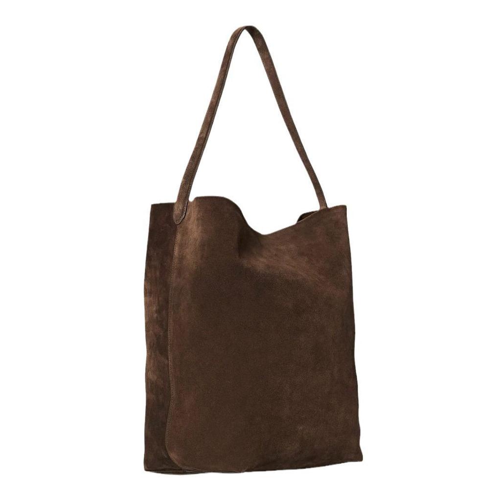 Celebrity Style Leather Bucket Bag | Genuine Cowhide Suede Tote | Large Capacity Shoulder & Underarm Design