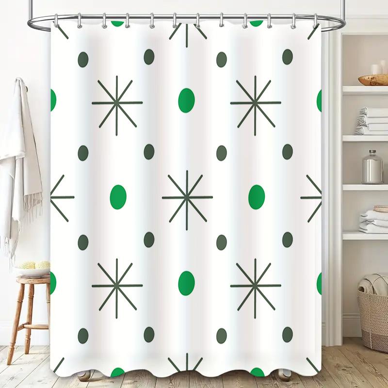 Trendy Green Dots Retro Shower Curtain Waterproof Home Decor Bathroom Decoration Customizable Size Available
